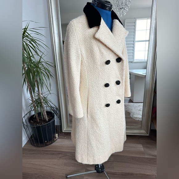 vintage 50s 60s lilli ann's junior petite Cream Double Breasted coat - Picture 4 of 14